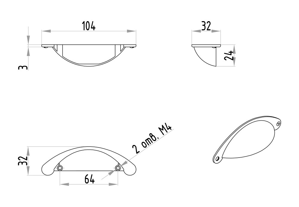 Фотография Ручка-ракушка 203 м.ц.64 мм замак брашированный никель (комплект - 4 шт.) от магазина Delicatex