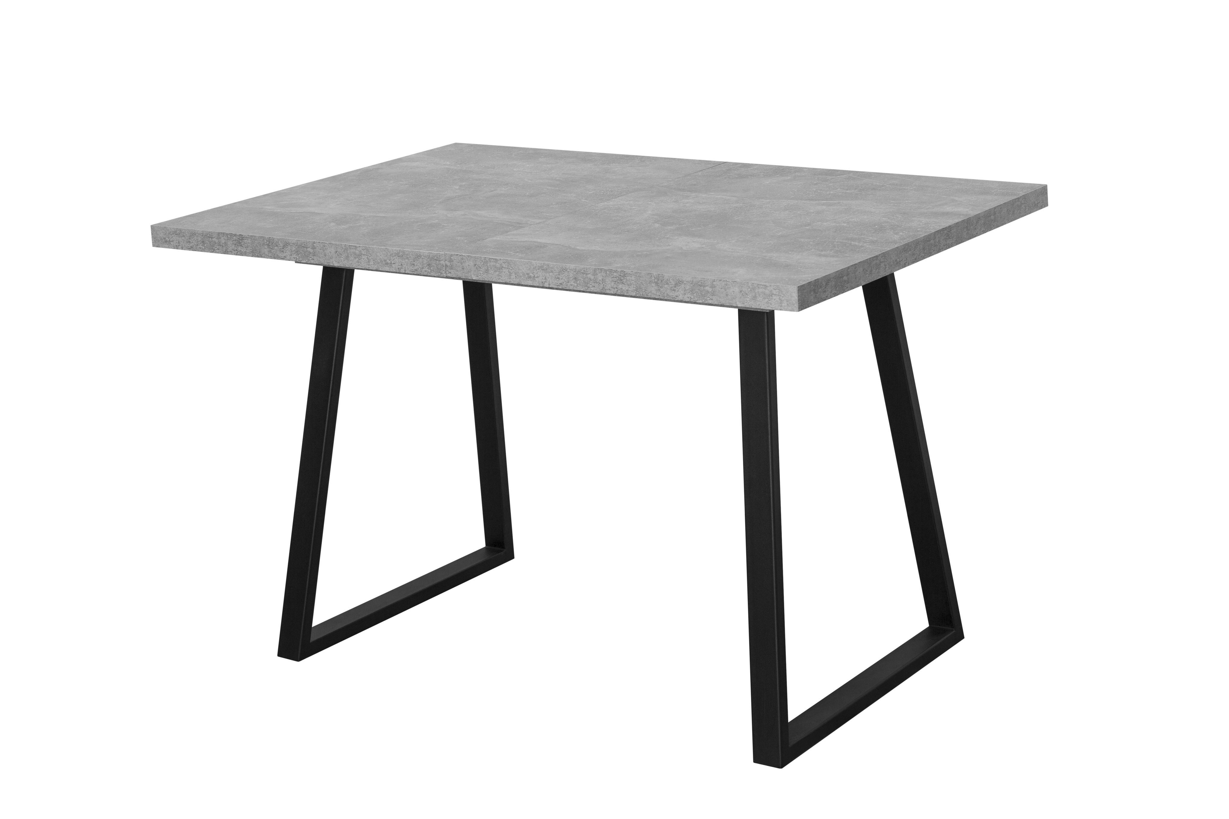 Фотография Стол Лофт 120 (1200 х 800(+320) Цемент/Черные ноги от магазина Delicatex