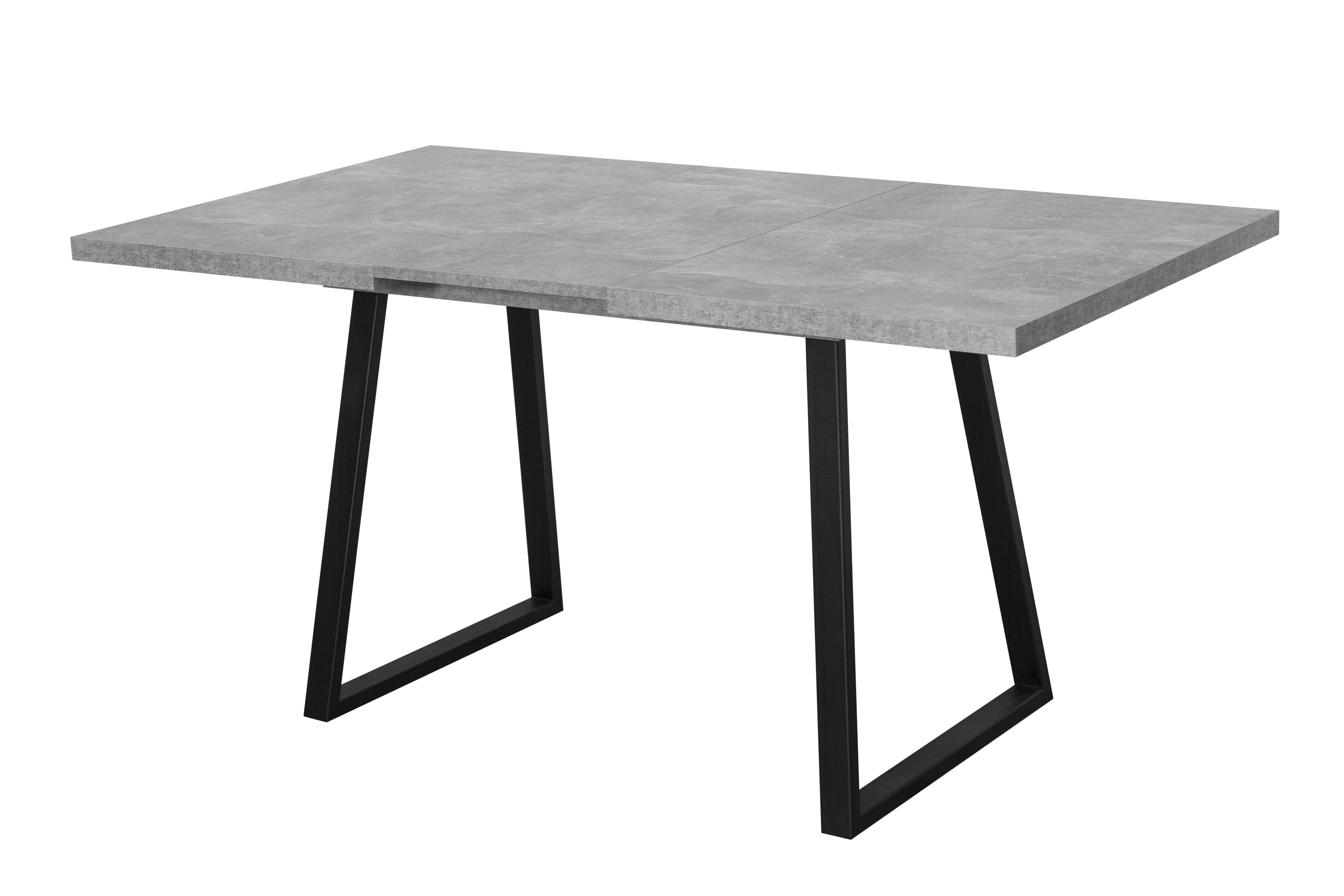 Фотография Стол Лофт 120 (1200 х 800(+320) Цемент/Черные ноги от магазина Delicatex